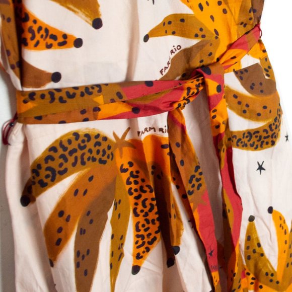 Farm Rio Creme & Brown Banana Puff Sleeve Dress - Picture 5 of 13